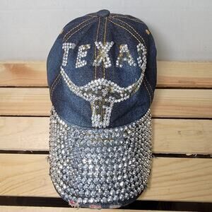 Denim Bling Adjustable Ladies Ball Cap "Texas" Longhorn